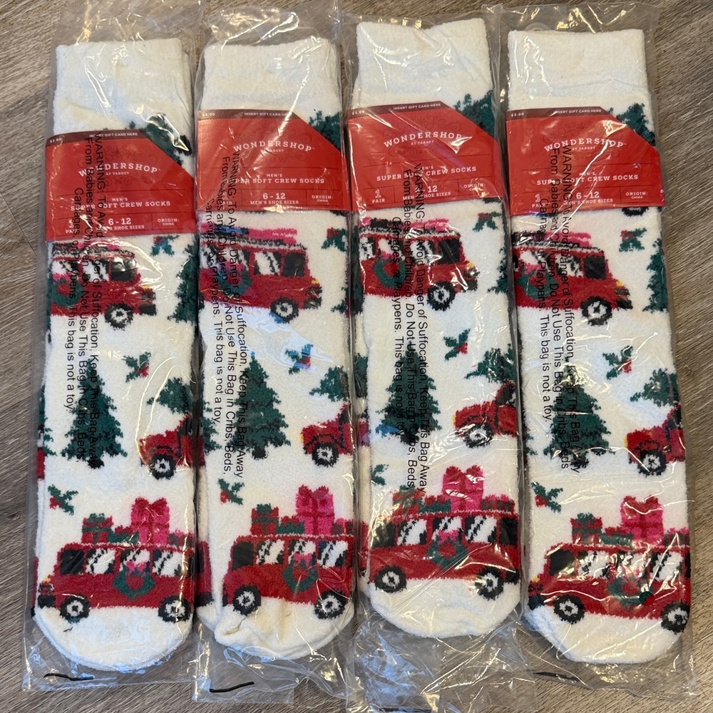 New lot 4 Wondershop Festive Red and Green Holiday Socks RV camper truck target